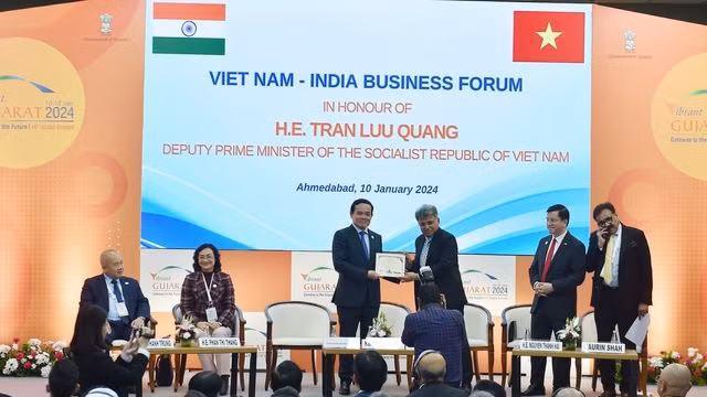 Phó Thủ tướng Chính phủ Trần Lưu Quang cùng các đại biểu dự Diễn đàn doanh nghiệp Việt Nam - Ấn Độ.