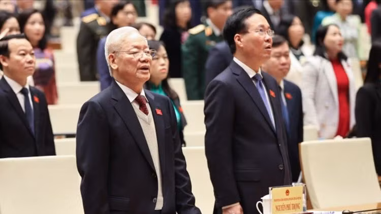 Tổng Bí thư Nguyễn Phú Trọng dự lễ khai mạc Kỳ họp bất thường lần thứ 5, Quốc hội khóa XV sáng 15/1/2024.