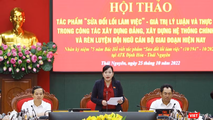 Hội thảo được tổ chức nhân kỷ niệm 75 năm ngày Bác Hồ viết tác phẩm “Sửa đổi lối làm việc” (10/1947-10/2022) tại ATK Định Hóa, Thái Nguyên.