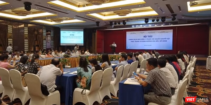 Buổi hội thảo về chính sách bảo hiểm y tế dành cho người khuyết tật tổ chức sáng 23/8 tại Hà Nội.