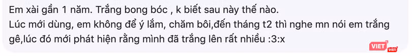 Một người cho rằng da của chị đã trắng lên rất nhiều sau khi dùng kem (Ảnh: VT) Một người cho rằng da của chị đã trắng lên rất nhiều sau khi dùng kem (Ảnh: VT)