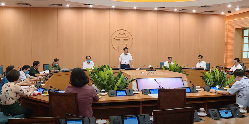 Hà Nội họp Ban Chỉ đạo phòng, chống dịch COVID-19. Ảnh: MT
