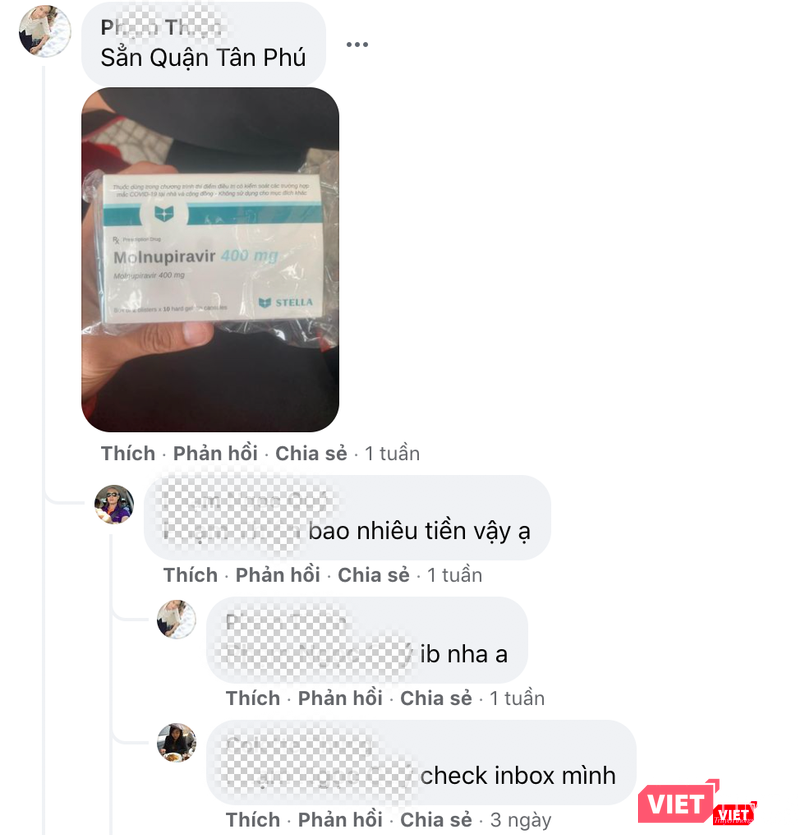 Rao bán thuốc Molnupiravir công khai trên Facebook (Ảnh - MT) Rao bán thuốc Molnupiravir công khai trên Facebook (Ảnh - MT)