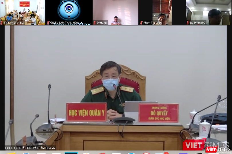 Toàn cảnh lớp tập huấn trực tuyến chăm sóc sức khoẻ tâm thần trong đại dịch COVID-19 do Hội Y học khẩn cấp và thảm hoạ Việt Nam tổ chức vào sáng nay (Ảnh - Minh Thuý)