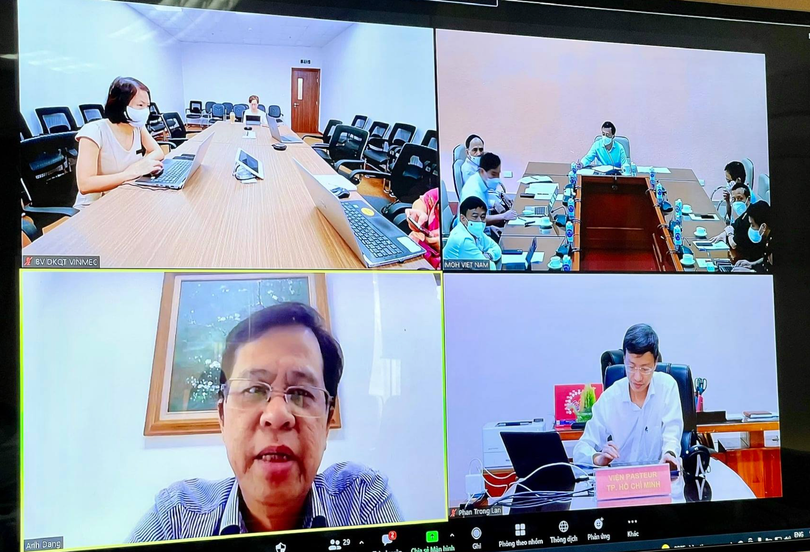 Các điểm cầu trực tuyến tại cuộc họp (Ảnh - BYT)