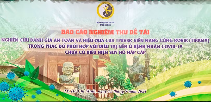 Viện Y dược học dân tộc TP. HCM công bố báo cáo nghiệm thu đề tài nghiên cứu, đánh giá an toàn, hiệu quả của thực phẩm bảo vệ sức khoẻ viên nang cứng KOVIR (Ảnh - Viên DHCT HCM)