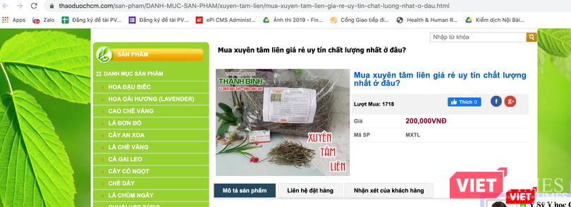 Xuyên tâm liên được bán với giá 200.000 đồng (Ảnh - VT)