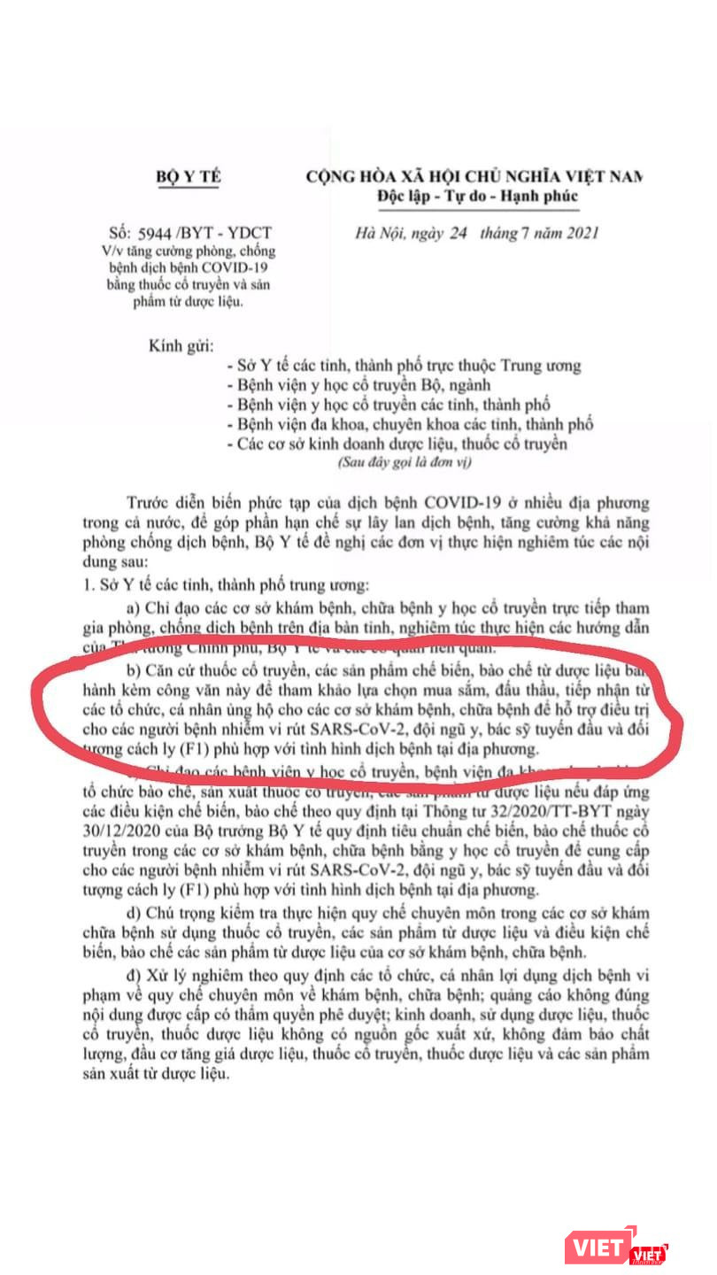 Nội dung trong văn bản của Bộ Y tế gây tranh cãi dư luận (Ảnh - VT)