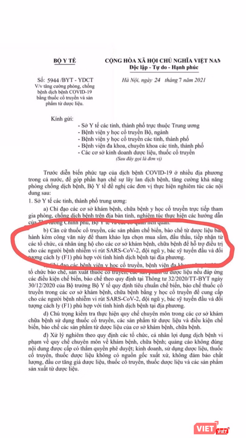 Nội dung trong văn bản của Bộ Y tế gây tranh cãi dư luận (Ảnh - VT)