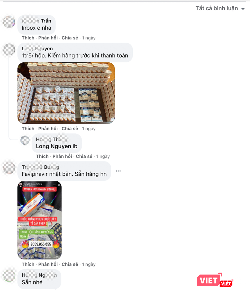 Các loại thuốc kháng virus rao bán tràn lan trên mạng khi có người hỏi mua (Ảnh - MT)