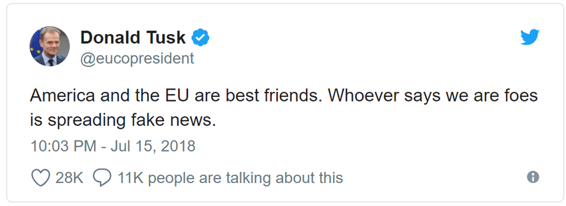 Những lời ông Donald Tusk chủ tịch hội đồng châu Âu đưa lên Twitter. Những lời ông Donald Tusk chủ tịch hội đồng châu Âu đưa lên Twitter.