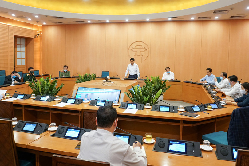 Họp Ban Chỉ đạo phòng, chống dịch COVID-19 TP. Hà Nội. Ảnh: Nguyễn Khánh