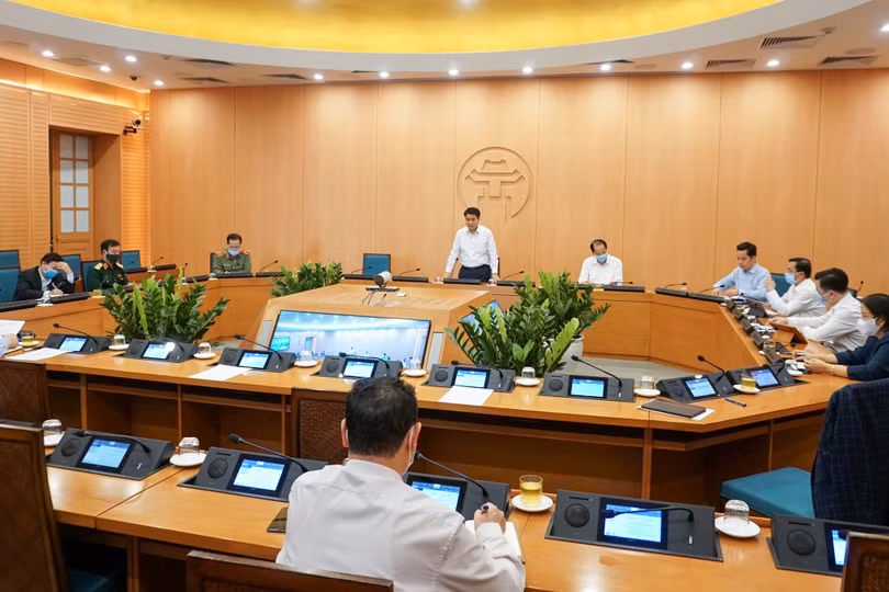 Họp Ban Chỉ đạo phòng, chống dịch COVID-19 TP. Hà Nội. Ảnh: Nguyễn Khánh