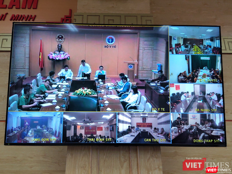 Các điểm cầu ở Sở Y tế các tỉnh, thành phố tham gia buổi tập huấn (Ảnh: Minh Thuý)