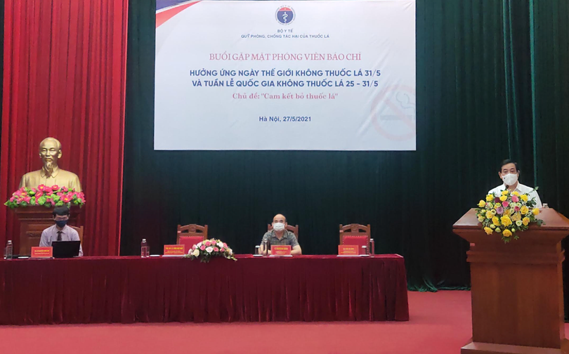 Buổi gặp mặt báo chí nhân ngày Thế giới không thuốc lá 31/5 và Tuần lễ Quốc gia không thuốc lá 25-31/5 do Quỹ phòng, chống tác hại của thuốc lá, Bộ Y tế tổ chức (Ảnh - Minh Thuý) 