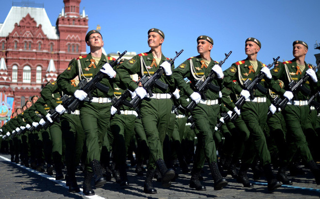 Binh sĩ Nga trong lễ duyệt binh.