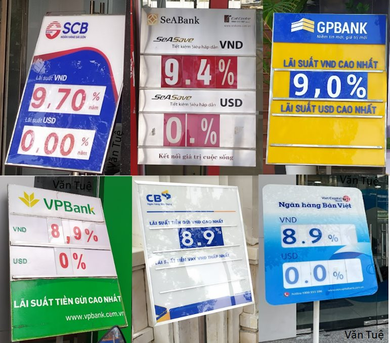 Biển lãi suất tại một số ngân hàng cập nhật ngày 17/01/2022, nguồn: Văn Tuệ