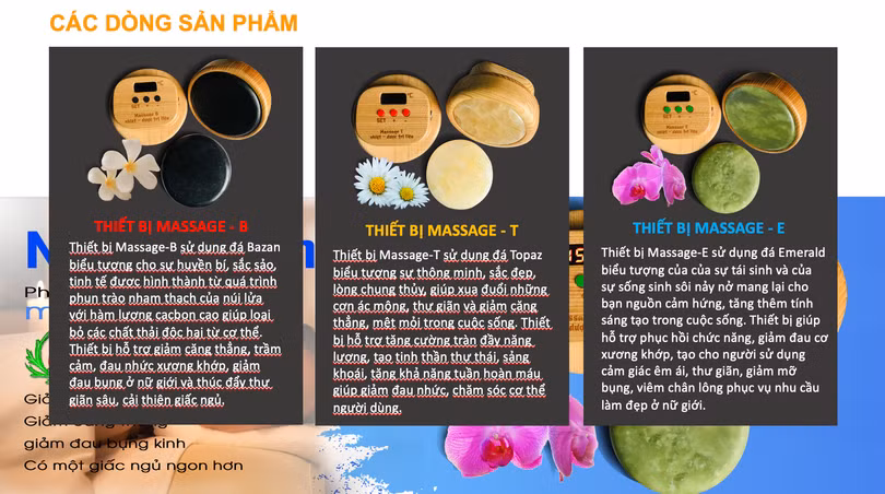 Các dòng sản phẩm thiết bị mát xa (Ảnh - Viện KHVL)