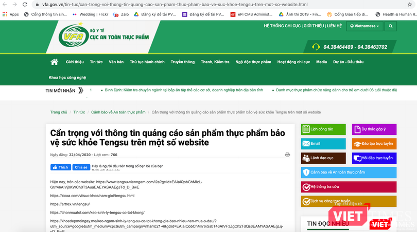 Bộ Y tế tuýt còi một loạt các trang web quảng cáo viên ngậm Tengsu vi phạm quy định pháp luật (Ảnh - VT)