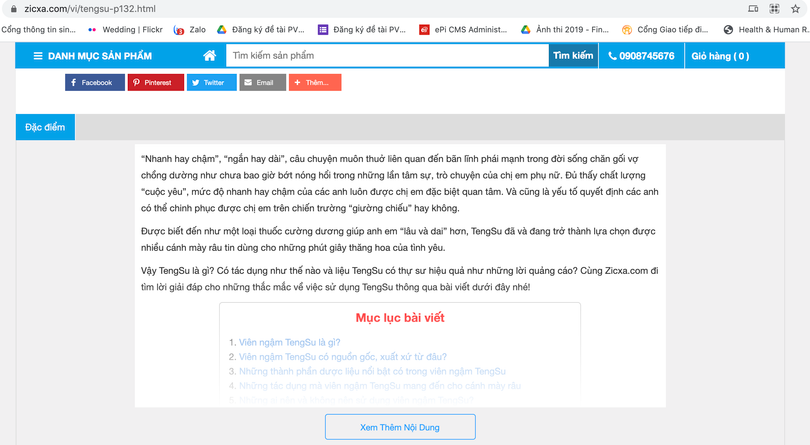 Quảng cáo viên ngậm Tengsu là thuốc cường dương (Ảnh chụp màn hình)