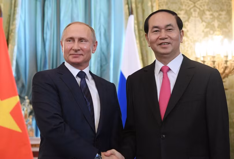 Chủ tịch nước Trần Đại Quang cùng tổng thống Nga Vladimir Putin.