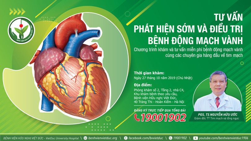 Chương trình khám và tư vấn miễn phí bệnh động mạch vành cùng các chuyên gia hàng đầu về tim mạch
