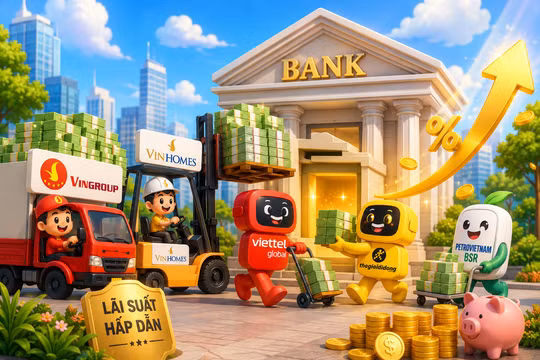 Vingroup, Vinhomes, Viettel Global, MWG, BSR đem “núi tiền” gửi ngân hàng lấy lãi