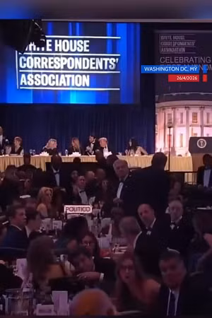 Khoảnh khắc mật vụ Mỹ vây kín, sơ tán ông Trump sau tiếng súng bên ngoài bữa tiệc báo chí