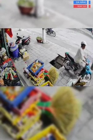 Hố tử thần xuất hiện trên vỉa hè đường Trưng Nữ Vương, TP Đà Nẵng