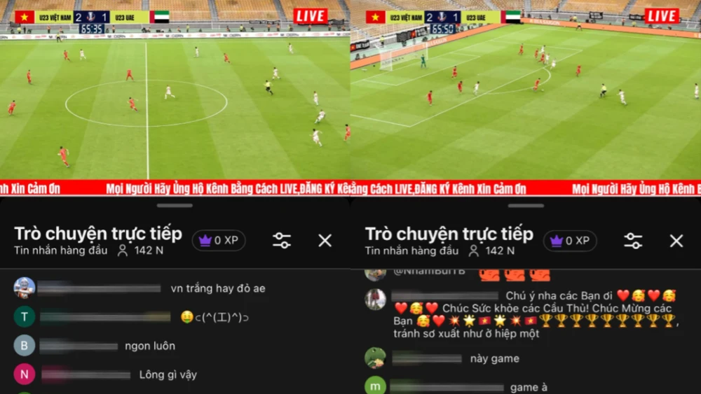 Hình ảnh game giả lập trận U23 Việt Nam – U23 UAE trên YouTube thu hút 140.000 người xem