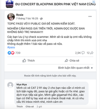Các bài đăng nhượng lại vé đêm diễn Born Pink xuất hiện tràn lan trên mạng xã hội (Ảnh: Facebook)