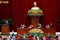 Các đại biểu thông qua chương trình Hội nghị Trung ương 2 khóa XIV. Ảnh: TTXVN.