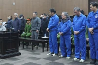 Các bị cáo tại phiên tòa. Ảnh: N.H.