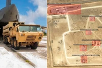 Vận chuyển bệ phóng tên lửa THAAD bằng đường hàng không (bên trái) và việc triển khai tại Jordan. Ảnh: MW.