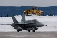 Một chiếc máy bay chiến đấu CF-18 của Không quân Hoàng gia Canada cất cánh tại Căn cứ Lực lượng Vũ trang Canada Goose Bay. Ảnh: Getty.