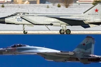 Máy bay tiêm kích MiG-31 (trên) và máy bay chiến đấu Su-35 của Nga. Ảnh: MW.