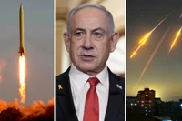 Hình ảnh về vụ phóng tên lửa Shahab-3, Thủ tướng Israel Benjamin Netanyahu, và khoảnh khắc tên lửa Iran bay đến Israel. Ảnh: MW.