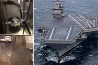 Sự cố tràn nước thải trên siêu tàu sân bay USS Gerald Ford của Mỹ. Ảnh: MW.