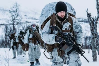 Lính thủy đánh bộ Mỹ trong quá trình huấn luyện ở Bắc Cực tại Na Uy. Ảnh: MW.