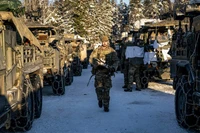 Một binh sĩ Anh trong một cuộc tập trận ở Tapa, Estonia, vào ngày 3/2. Ảnh: Getty.