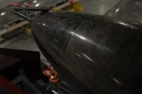 Một tên lửa hành trình Flamingo tại một nhà máy sản xuất vũ khí ở Ukraine. Ảnh: WSJ.