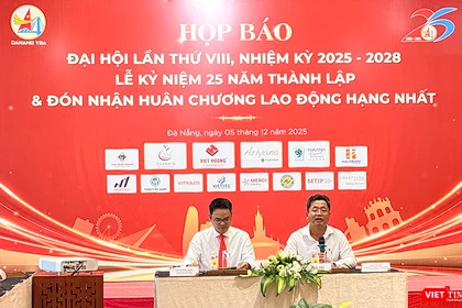 Ông Lê Trí Hải, Chủ tịch Hội Doanh nhân trẻ thành phố Đà Nẵng chủ trì Họp báo thông tin về chương trình Lễ kỷ niệm 25 năm thành lập Hội và Đại hội lần thứ VIII, nhiệm kỳ 2025 - 2028.