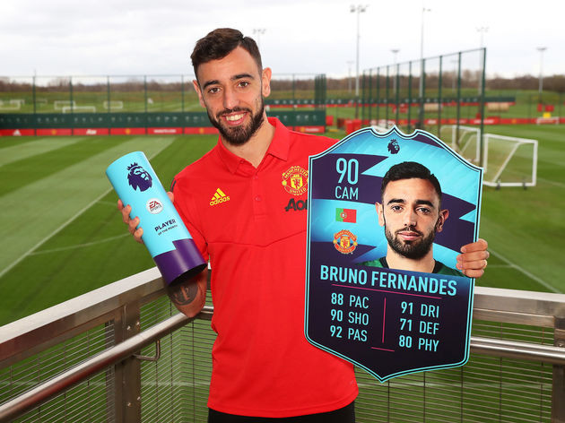 Tân binh Bruno Fernandes giành hat-trick danh hiệu Cầu thủ xuất sắc nhất tháng 2. Ảnh CLB.