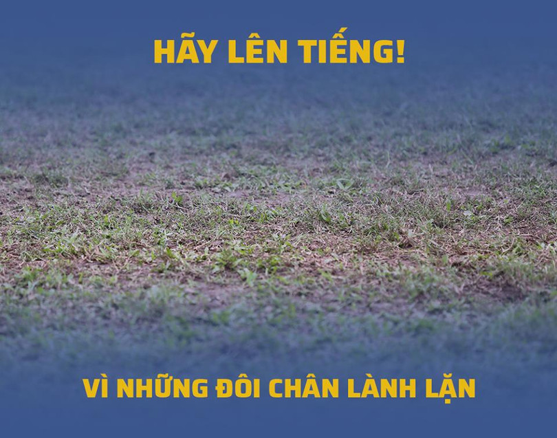 Thông điệp sân Vinh “Vì những đôi chân lành lặn”. Ảnh SLFC.