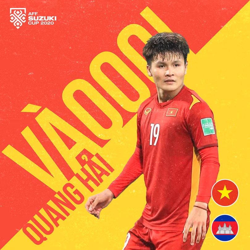 Với 2 bàn thắng, 2 pha kiển tạo Quang Hải là cầu thủ xuất sắc nhất trong số các cầu thủ Việt Nam tại AFF Cup 2022. Ảnh VFF