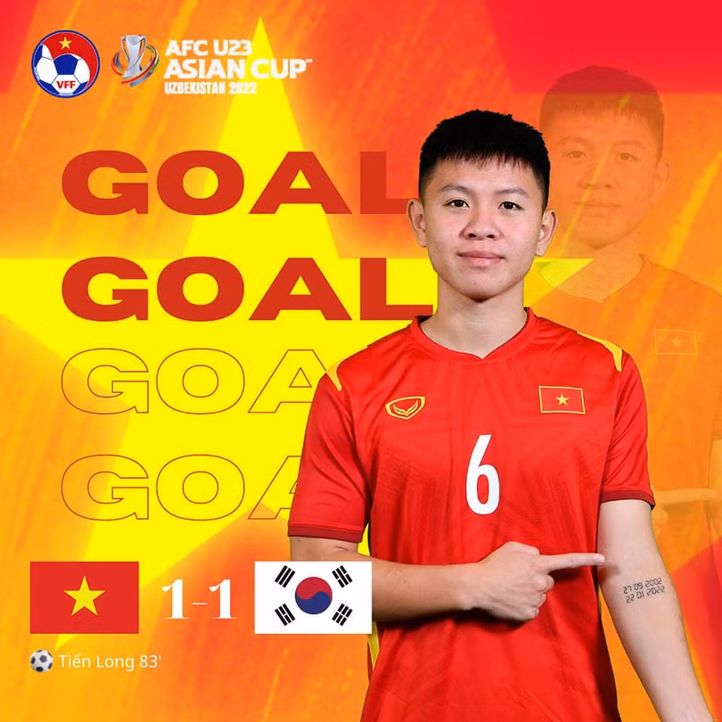 Tiến Long, tác giả bàn thắng. Ảnh VFF. Tiến Long, tác giả bàn thắng. Ảnh VFF.