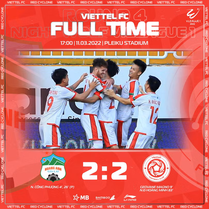 Một trận cầu mãn nhãn người xem bởi có đến 4 bàn thắng trong thế rượt đuổi và giúp Viettel có được vị trí thứ nhì. Ảnh VT Một trận cầu mãn nhãn người xem bởi có đến 4 bàn thắng trong thế rượt đuổi và giúp Viettel có được vị trí thứ nhì. Ảnh VT