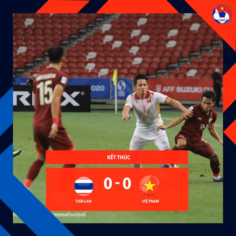Trận hòa đã biến Việt Nam thành cựu vương AFF Cup 2020. Ảnh VFF.