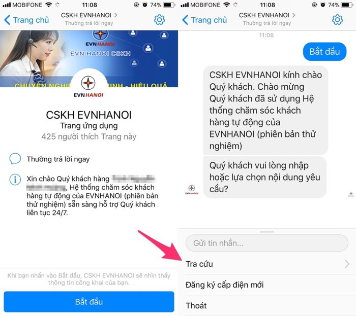 Cách tra cứu tiền điện qua Messenger và Zalo - Ảnh 3