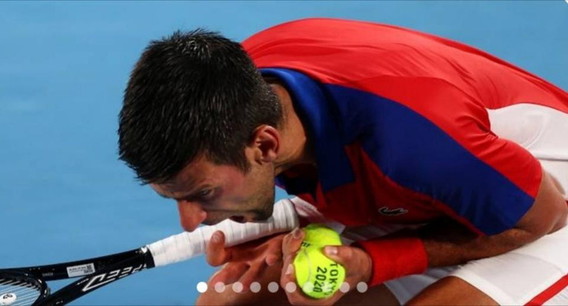 Novak Djokovic trắng tay tại Olympic 2020. Ảnh AP